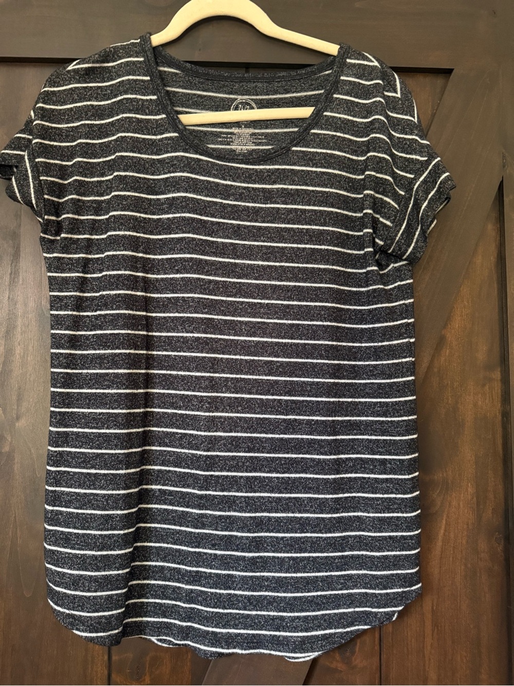 Women's Striped Short-Sleeve Knit Soft Tee - Black & White